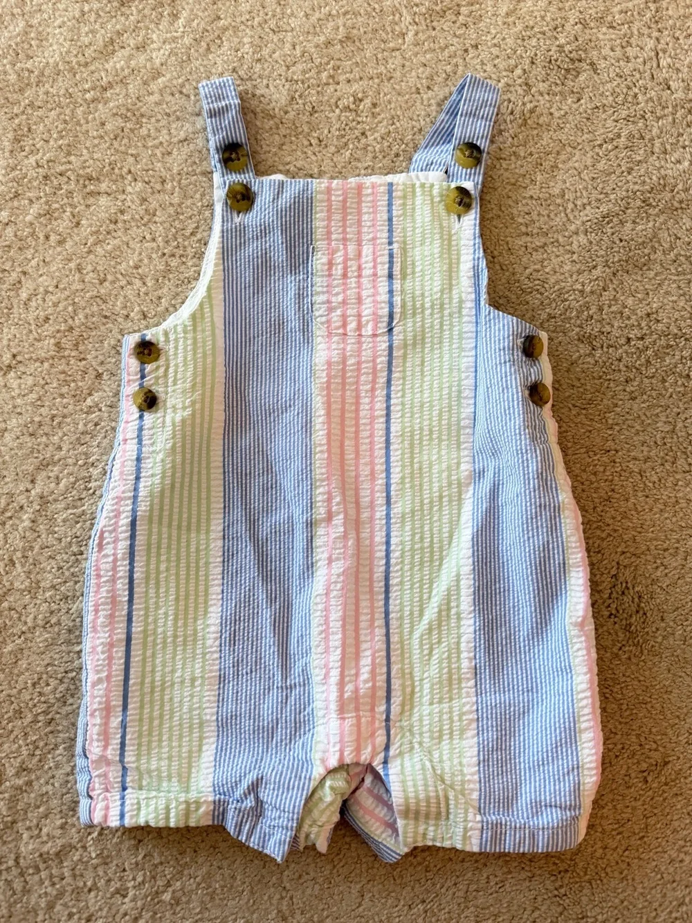 Janie & Jack: Boys 3-6M Seersucker Shortalls